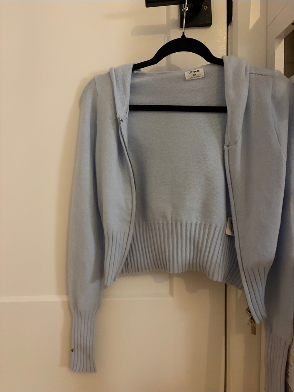 Cotton On Light Blue Cropped Hoodie Cardigan